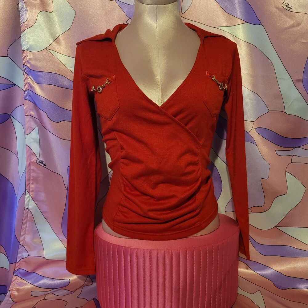 As Is Defect Red Gyaru Top Size S Small Blouse Japan Harajuku Y2K Agejo Cosplay